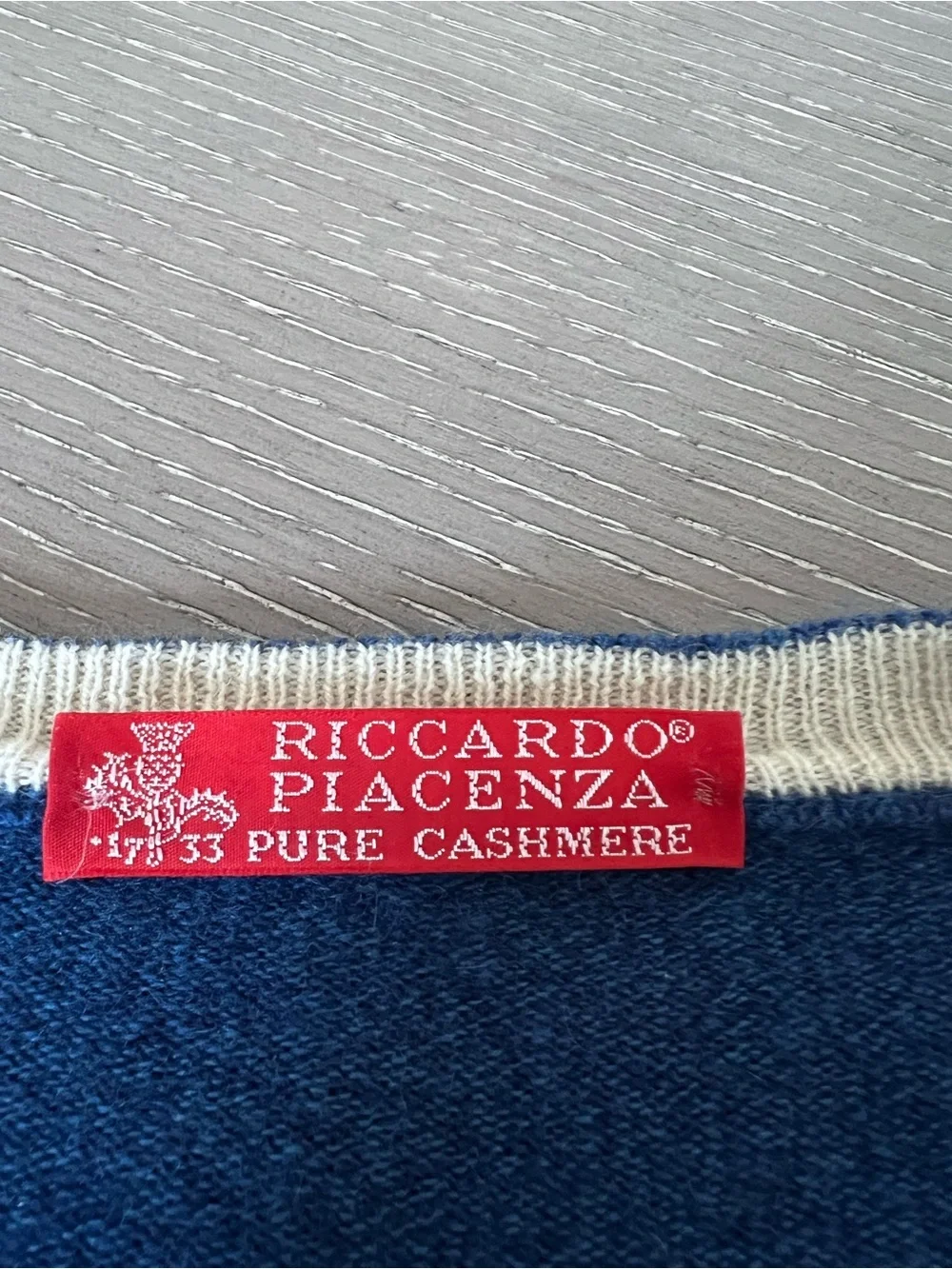 Men's Crewneck Sweater by Riccardo Piacenza pure cashmere in Deep Blue
